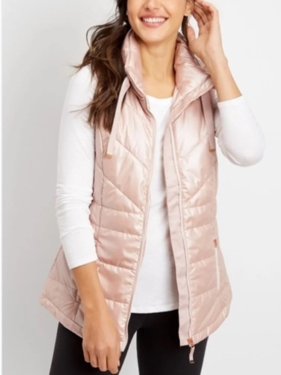 Maurices Jackets & Blazers - Maurices Rose Gold Blush Pink Quilted Puffer Vest